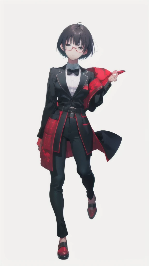 best quality, masterpiece, highres, solo, (iroha_bluearchive:1.10), (black business suit:1.40), (tie:1.20), (sunglasses:1.25), (white gloves:1.15), (white shirt:1.10), (black skirt:1.15), (smoking:1.20), handsome, 23 <lora:iroha_bluearchive:0.80>
