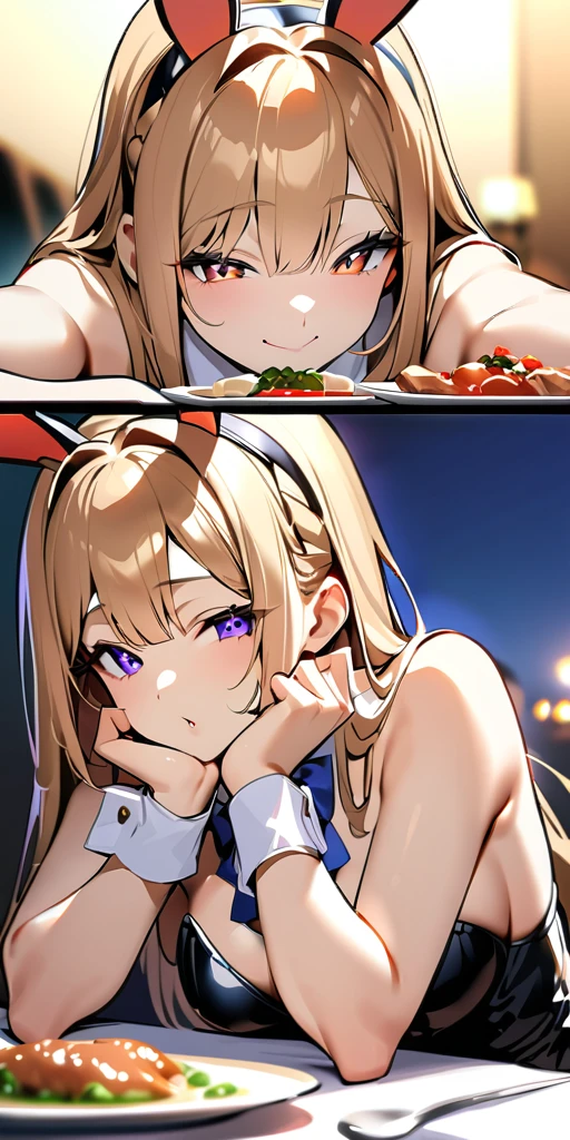 momoka, halo, short twintails, horns, bright pupils, ahoge, pointy ears, (dragon tail:1.1), collared dress, sleeveless dress, necktie, small breasts, (pointing at viewer:1.035), BREAK laughing, covering mouth, hand to own mouth, sharp teeth, (smug:1.2), :d, open mouth, , indoors, office, sitting on desk, holding food, (bag of chips:0.7),