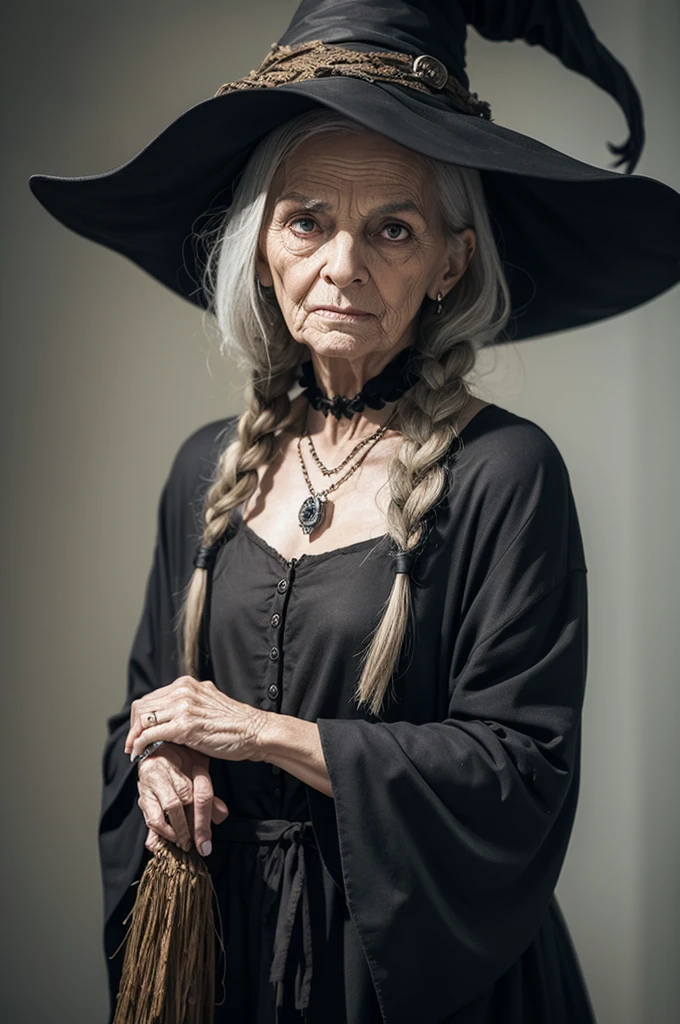 hyper realistic From Darkness to Light: Imagine photographing a battle-hardenend Old Witch has emerged from the depths of despair and trauma. Highlight their resilience, the spark of hope in their eyes, and the strength they have gained from overcoming adversity. 64k DSLR