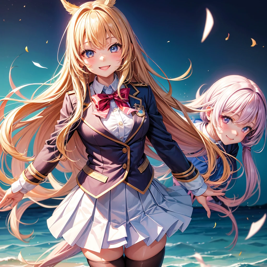 Best Quality,Young Girl, girl,,Young,Light novel,Elementary school girl,Beautiful girls,8K,Perfectly portrayed,smile,High quality,New uniform coordination,Absurd,colorful,masterpiece,Long Hair,Sparkling,Horny girl,Naughty Girls,Angel,Perfect Face,strongest,Cute uniform,blazer,mini skirt,tights,stylish,