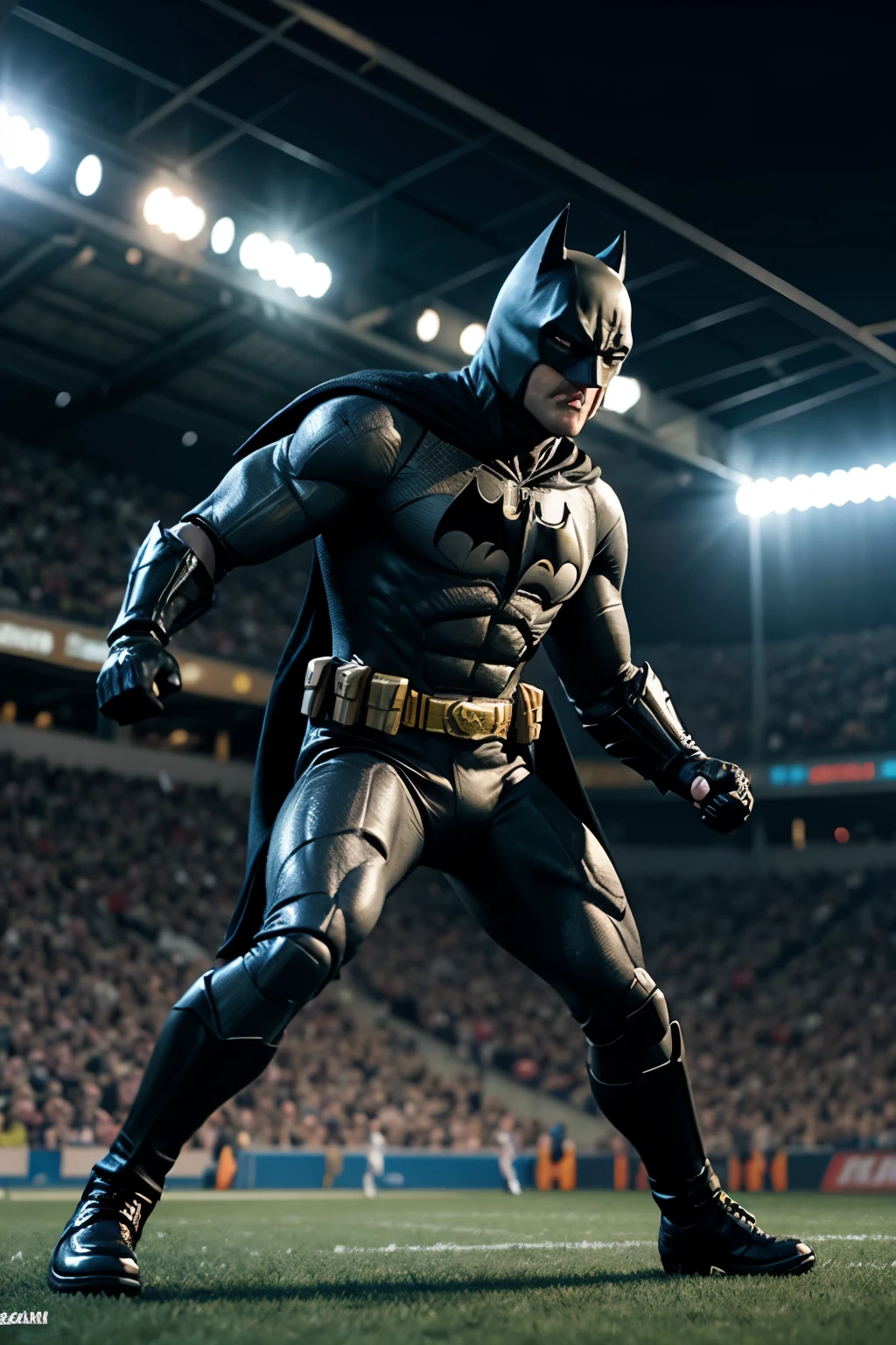 3d Batman action figure animation playing football