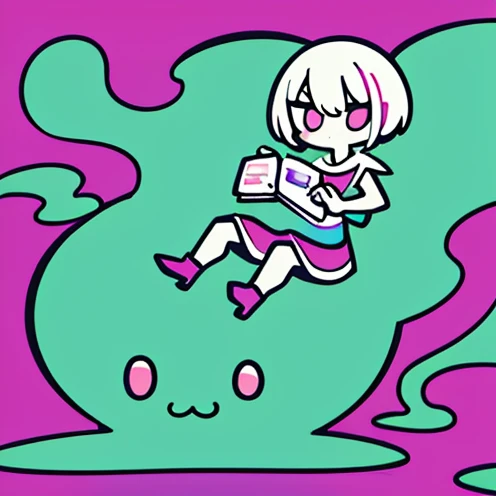 Catの顔面アップ, children's book illustration style, high quality, Vector art, (Super detailed,Ultra-high resolution,Detailed Background),((2D)),((Flat Color))),(colorful)),((Floating colorful Water)),,1 Girl,alone,Watch Viewer,Benjamin,Catの擬人化,Cat