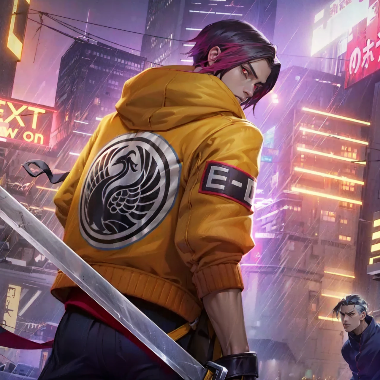(best quality, highres:1.2),ultra-detailed, realistic, Uchiha Itachi wearing an Akatsuki coat, full body, still standing pose, Mangekyo Sharingan, intense red eyes, sleek black hair, solemn expression, confident posture, dark and ominous ambiance, manga-inspired style, vibrant colors, dynamic lighting, detailed facial features, sharp focus, dramatic shadows, textured fabric of the Akatsuki coat.