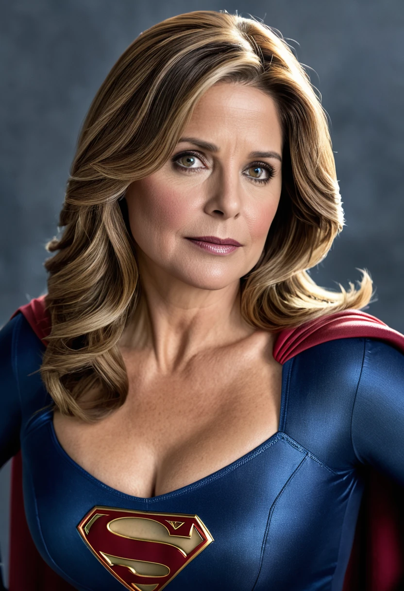 Supergirl FAT real Lorraine Bracco; HD. Photograph, ((realism)), extremely high quality RAW photograph, ultra detailed photograph, sharp focus, high resolution, (detailed skin:1,3),high quality, film grain, Fujifilm XT3,Highly Detailed, movie, (Cinematic Photo:1.3) of (Realistic:1.3)