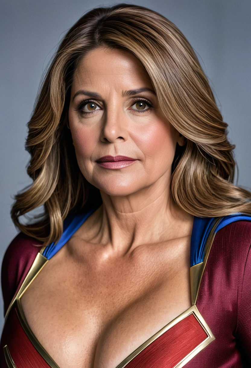 Supergirl FAT real Lorraine Bracco; HD. Photograph, ((realism)), extremely high quality RAW photograph, ultra detailed photograph, sharp focus, high resolution, (detailed skin:1,3),high quality, film grain, Fujifilm XT3,Highly Detailed, movie, (Cinematic Photo:1.3) of (Realistic:1.3)