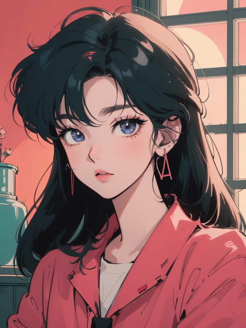 anime aesthetic, anime vibes, Lofi Artstyle, Lo-fi portrait by the window, Watching the sunset. anime, Lofty Girl, anime art wallpaper 4 k, anime art wallpaper 4k, anime art wallpaper 8 k, anime background art, Lofi Color, Lofi Art, anime asthetic, The background is a simple room wallpaper