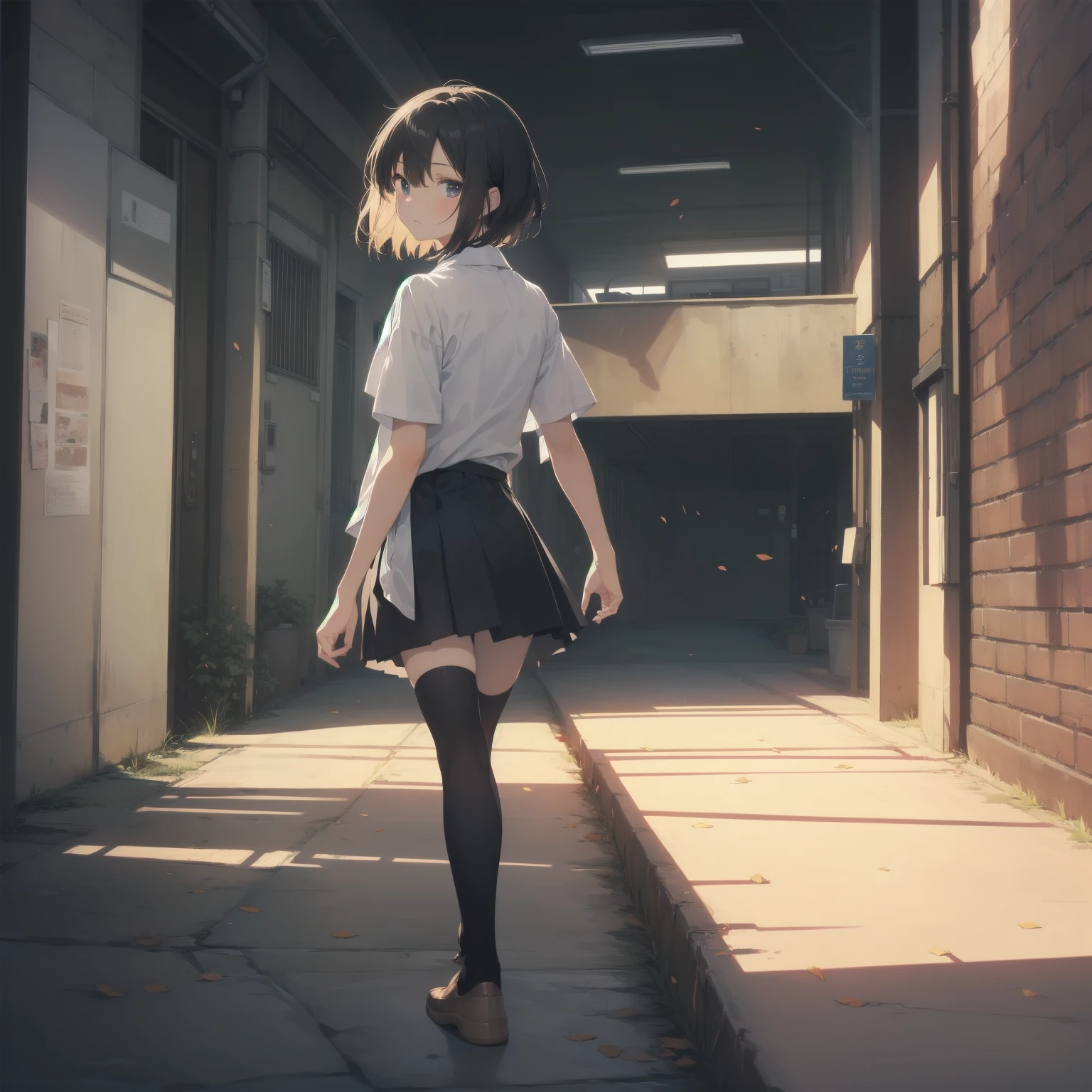 ultra-absurdres-Top quality by artist God, ultra-detailed, high resolution, anime moe artstyle, best anime 8k konachan wallpaper, pixiv contest winner, pool:2810, perfect anatomy,break, 1girl, (Please draw a girl walking sleepily to school alone. )break,(Solo,little female, 13-year-old:1.3),Full limbs, complete fingers,a junior high school student, (very short hair), short cut, flat chest, , small butt, small black eyes, beautiful detailed eyes, well-proportioned iris and pupils, expressive eyes, highres detailed hair, soft expression, school_uniform, collared shirt, pleated skirt,(Detailed Lighting), (Detailed background), in the School commute route. break,super detailed skin, Best cinematic lighting powered by famous artist, 8k,beauty illustration,photoshop_(medium),very aesthetic,break,((artist:tomose_shunsaku )), artist:clamp ,artist:carnelian ,artist:kantoku ,