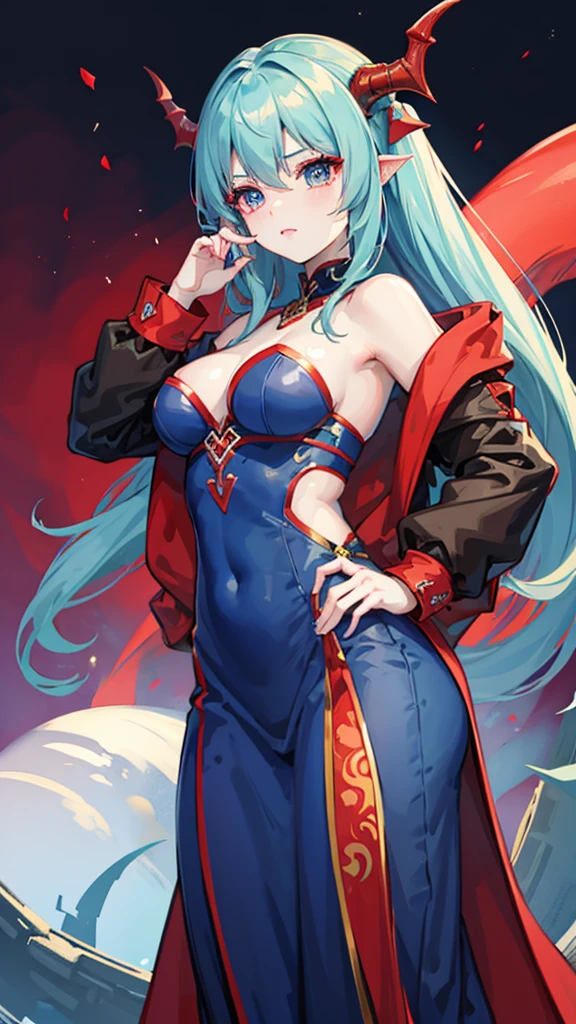 Dragon girl blue , eye red 