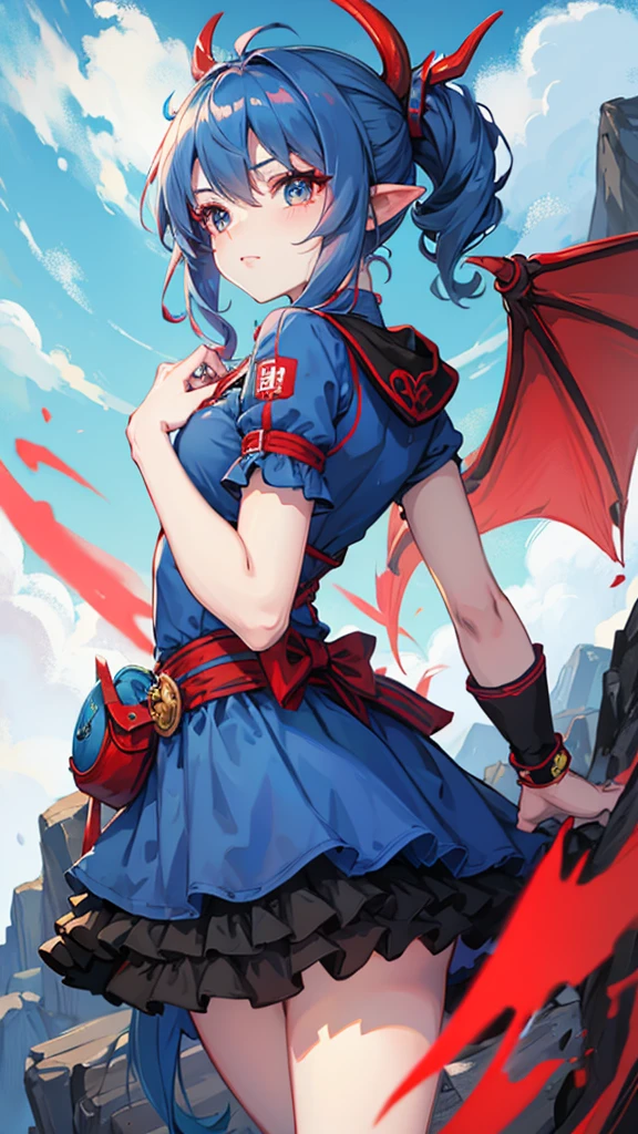Dragon girl blue , eye red 
