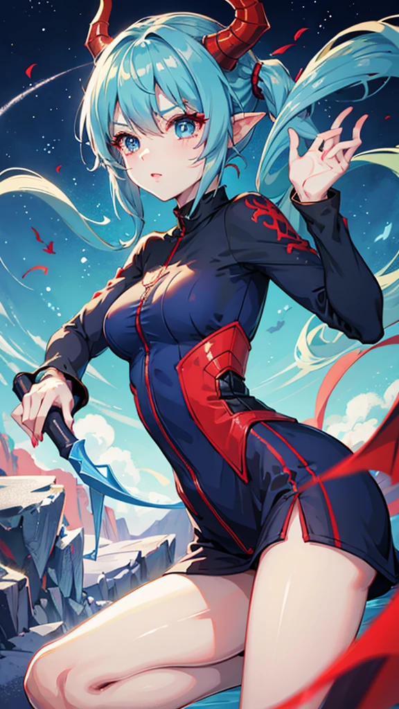 Dragon girl blue , eye red 