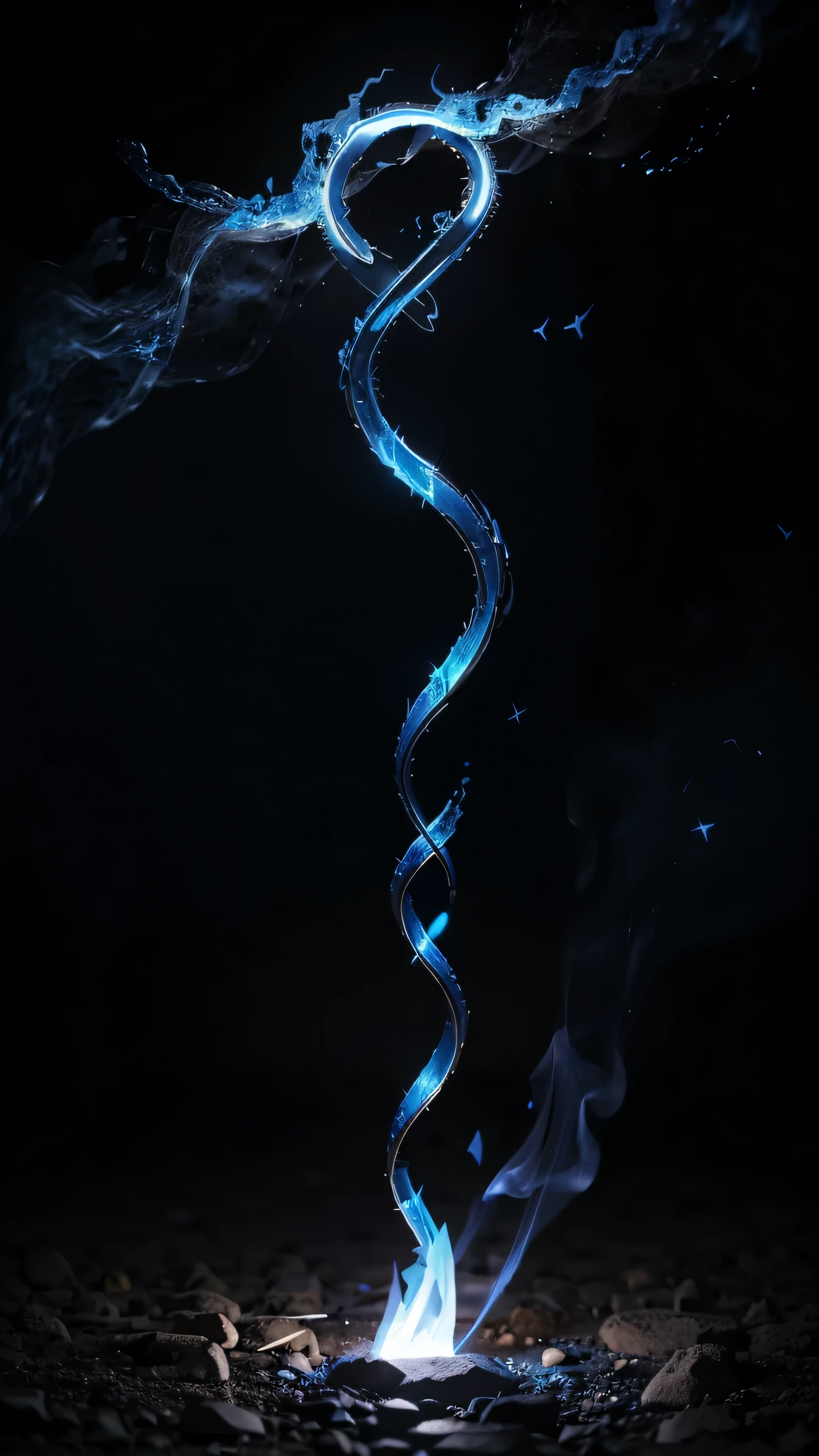 Create a dark background with the infinity symbol formed by a blue-blue fire.