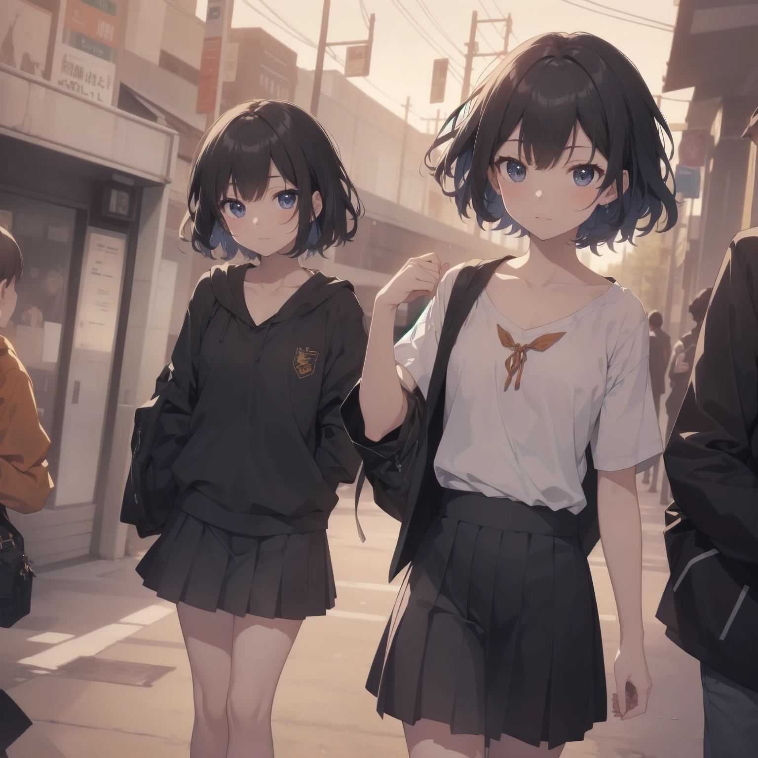 ultra-absurdres-Top quality by artist God, ultra-detailed, high resolution, anime moe artstyle, best anime 8k konachan wallpaper, pixiv contest winner, pool:2810, perfect anatomy,break, 1girl, (Please draw a girl walking sleepily to school alone. )break,(Solo,little female, 13-year-old:1.3),Full limbs, complete fingers,a junior high school student, (very short hair), short cut, flat chest, , small butt, small black eyes, beautiful detailed eyes, well-proportioned iris and pupils, expressive eyes, highres detailed hair, soft expression, salor school_uniform, sailor collar, serahuku, bow, pleated skirt,(Detailed Lighting), (Detailed background), in the School commute route. break,super detailed skin, Best cinematic lighting powered by famous artist, 8k,beauty illustration,photoshop_(medium),very aesthetic,break,((artist:tomose_shunsaku )), artist:clamp ,artist:carnelian ,artist:kantoku ,