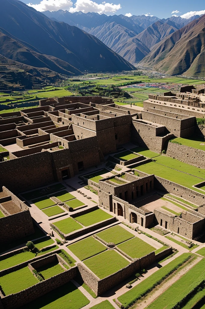 Create an image of the Inca textile factory with translation, rotation and axial symmetry. 
