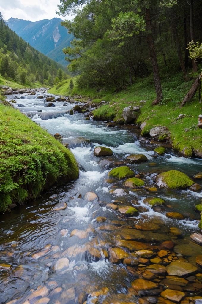 A stream flowing through the mountains