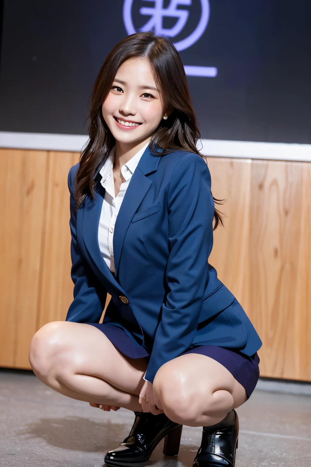 (masterpiece:1.2,8k, raw photo, ultra quality), absurdres, (photo realistic:2), high detail raw color photo,skiny skin, professional photograph,((best quality))、(bare legs:1.2), (navel baring:1.1),

A very beautiful Japanese office lady、Sexy black dress、Short jacket、Costumes with logos、Watch the audience、pointing、upskirt、Panty peeking、White panties、White bra、smile、View your viewers、Please stretch your legs and rest.、short hair、White Background、Sit on a chair、Flash photography、skirt lift、