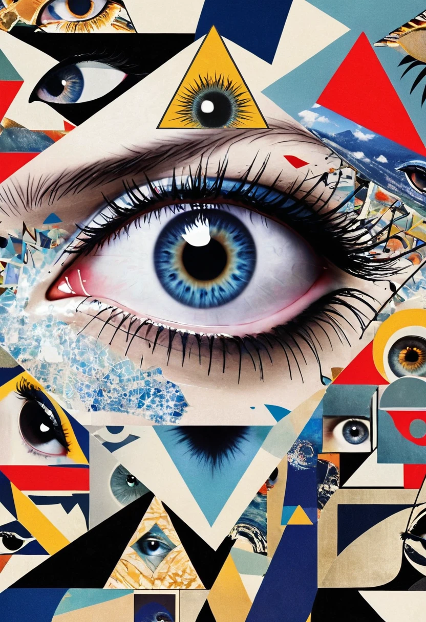 Eye,Geometric tiles,dislocation,Montage Art Creation。