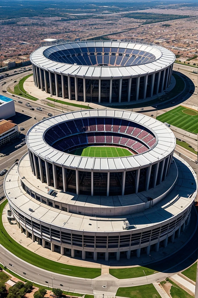 Make a stadium that has a façade in the shape of a condor 