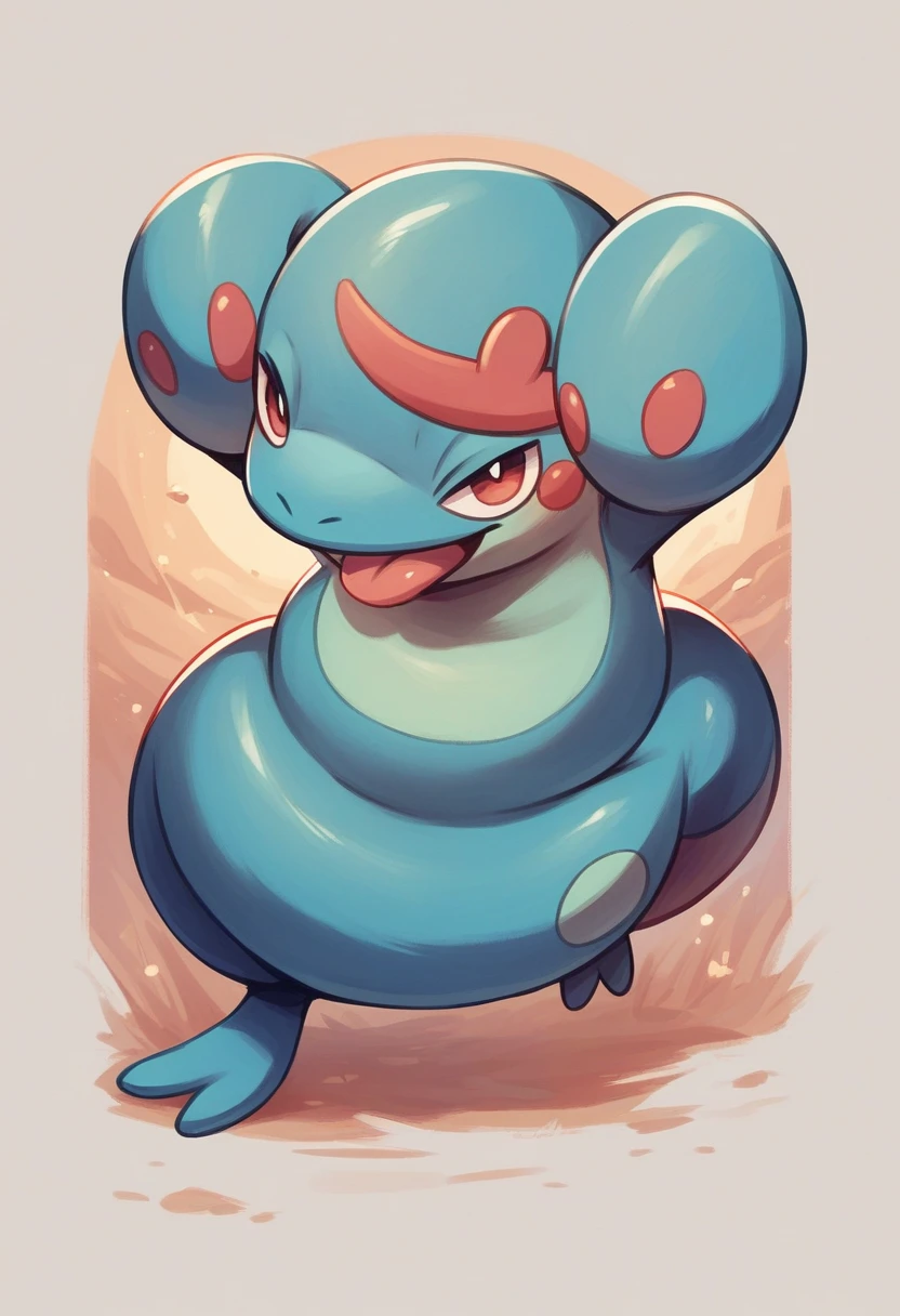 Pokémon, lickitung , cool pose, fullbody, pose,sightly chubby, feral, pink, large tounge, Pokémon style, Pokémon tcg art style, cool pose