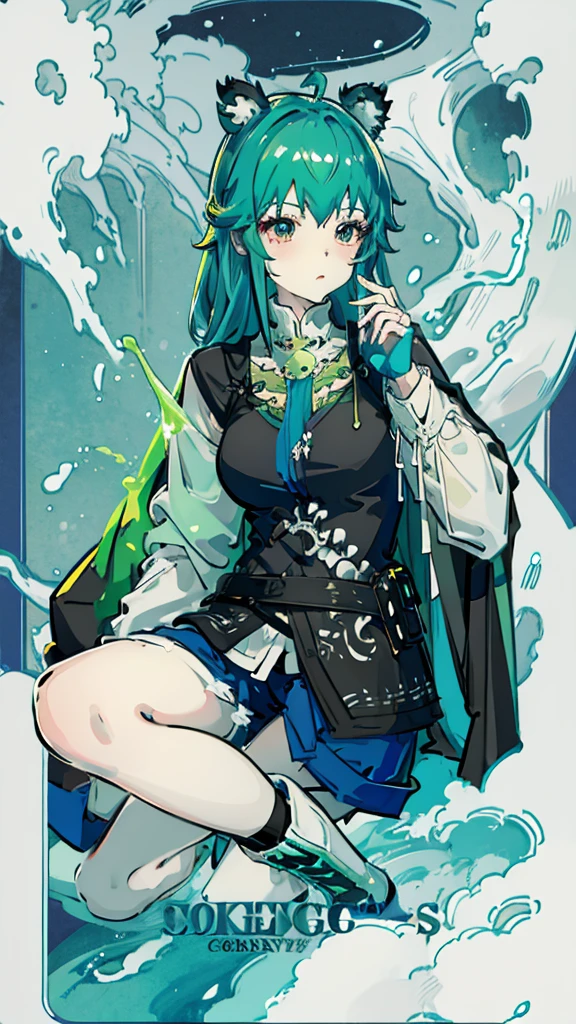 Slime Green park , panda girl blue, dragon girl blue