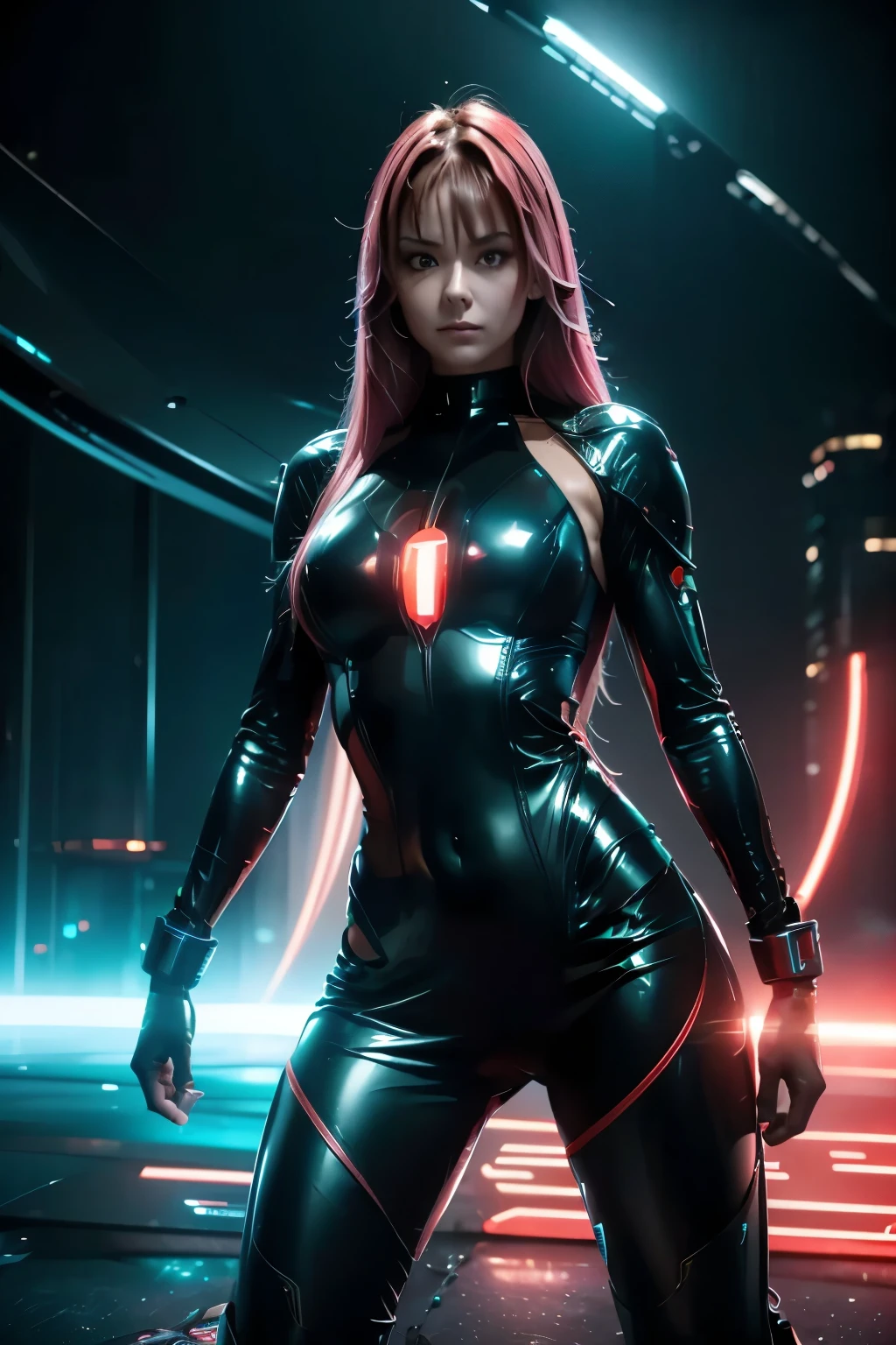 Create a visually stunning and action-packed image of a sexy female warrior from the video "Colony Defenders." She should be captured in an intense combat pose, wielding a laser weapon or preparing for a hand-to-hand fight, with a space colony and cosmic background.
Details:
Appearance: The warrior should have an athletic and toned physique, exuding confidence and strength. Her hair should be styled in a way that complements the futuristic space aesthetic, perhaps with sleek lines or neon highlights.
Outfit: Sleek, futuristic space suit with glowing accents and advanced gadgets. The outfit should include protective armor panels and accessories that enhance her combat capabilities.
Pose: The warrior should be in a powerful and dynamic pose, such as wielding a laser weapon or preparing for a hand-to-hand fight against alien creatures.
Background: A vibrant space colony with stars, galaxies, and alien creatures attacking. The background should convey the intense and immersive environment of a space colony defense.
Lighting: Use bright, neon colors to highlight the warrior and create a stark contrast against the cosmic backdrop. Add light flares and dynamic shadows to enhance the sense of action and intensity.
Effects: Incorporate motion lines, light trails, and dynamic bursts to emphasize the movement and energy of the combat scene.
This image should capture the essence of a powerful, sexy female warrior in high-stakes space battles, creating a visually compelling and action-packed scene that complements the "Colony Defenders" theme.
