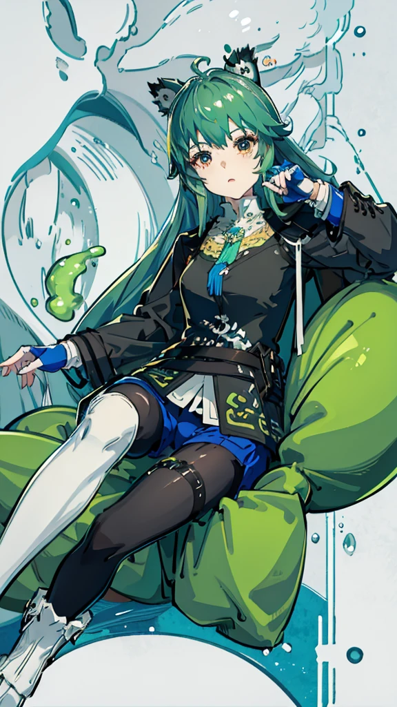 Slime Green park , panda girl blue, dragon girl blue