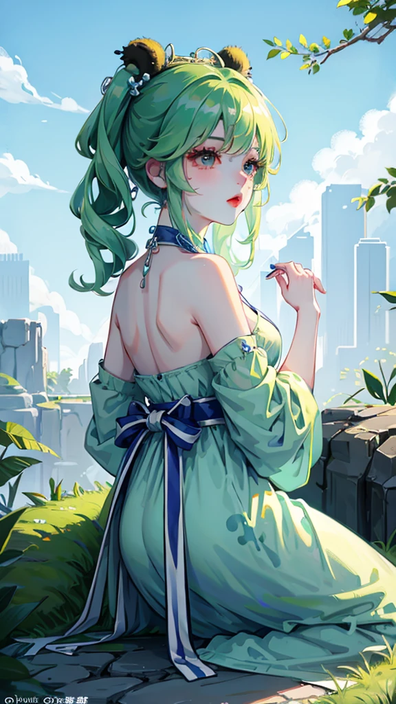 Slime Green park , panda girl blue, dragon girl blue