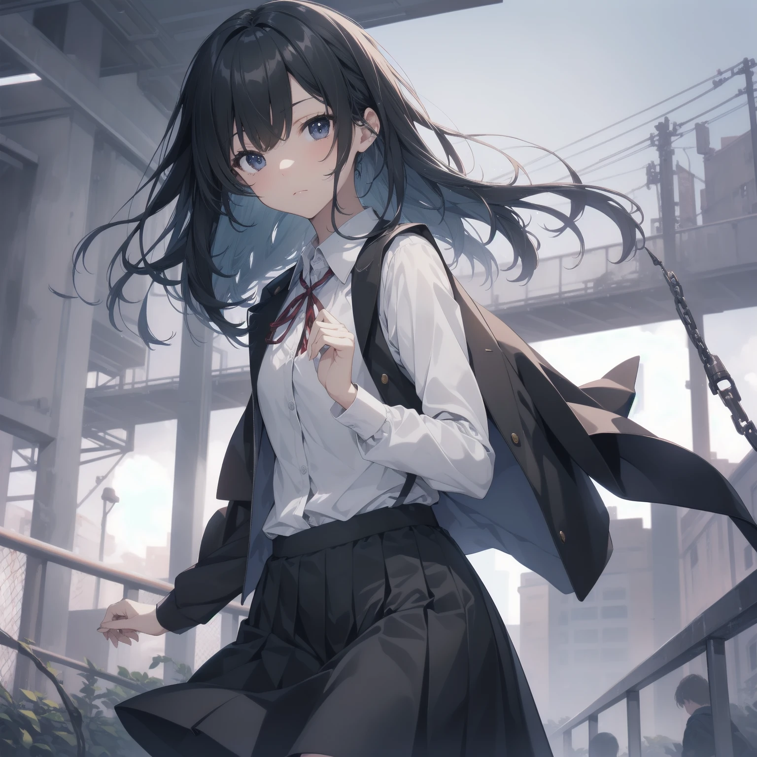 ultra-absurdres-Top quality by artist God, ultra-detailed, high resolution, anime moe artstyle, best anime 8k konachan wallpaper, pixiv contest winner, pool:2810, perfect anatomy,break, 1girl, (Please draw a girl walking sleepily to school alone. )break,(Solo,little female, :1.3),Full limbs, complete fingers,a junior high school student, (very short hair), short cut, flat chest, , small butt, smallck eyes, beautiful detailed eyes, well-proportioned iris and pupils, expressive eyes, highres detailed hair, soft expression, salor school_uniform, sailor collar, serahuku, bow, pleated skirt,(Detailed Lighting), (Detailed background), in the School commute route. break,super detailed skin, Best cinematic lighting powered by famous artist, 8k,beauty illustration,photoshop_(medium),very aesthetic,break,((artist:beni_shake )), artist:clamp ,artist:carnelian ,artist:kantoku ,