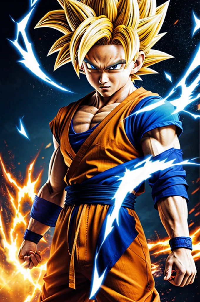 Goku from dragon ball with anime style headphones 