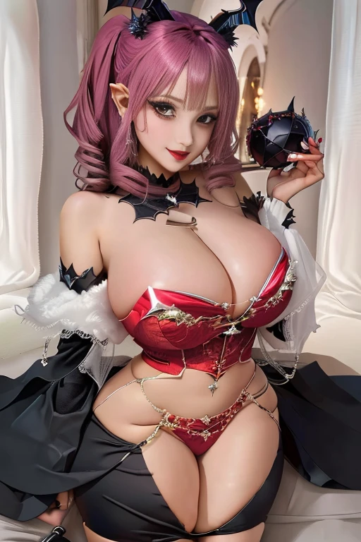 Cartoon of a woman with a bat on her chest, beautiful Succubus, anime monster Girl, Succubus, Devil Anime Girl, Succubus in tight short dress, 1 blue ) and huge bat ears, Devil Girl, monster Girl, Enchanting anime girl, The villain has black angel wings, Monster Girl, Frivolous anime witch casting a spell,