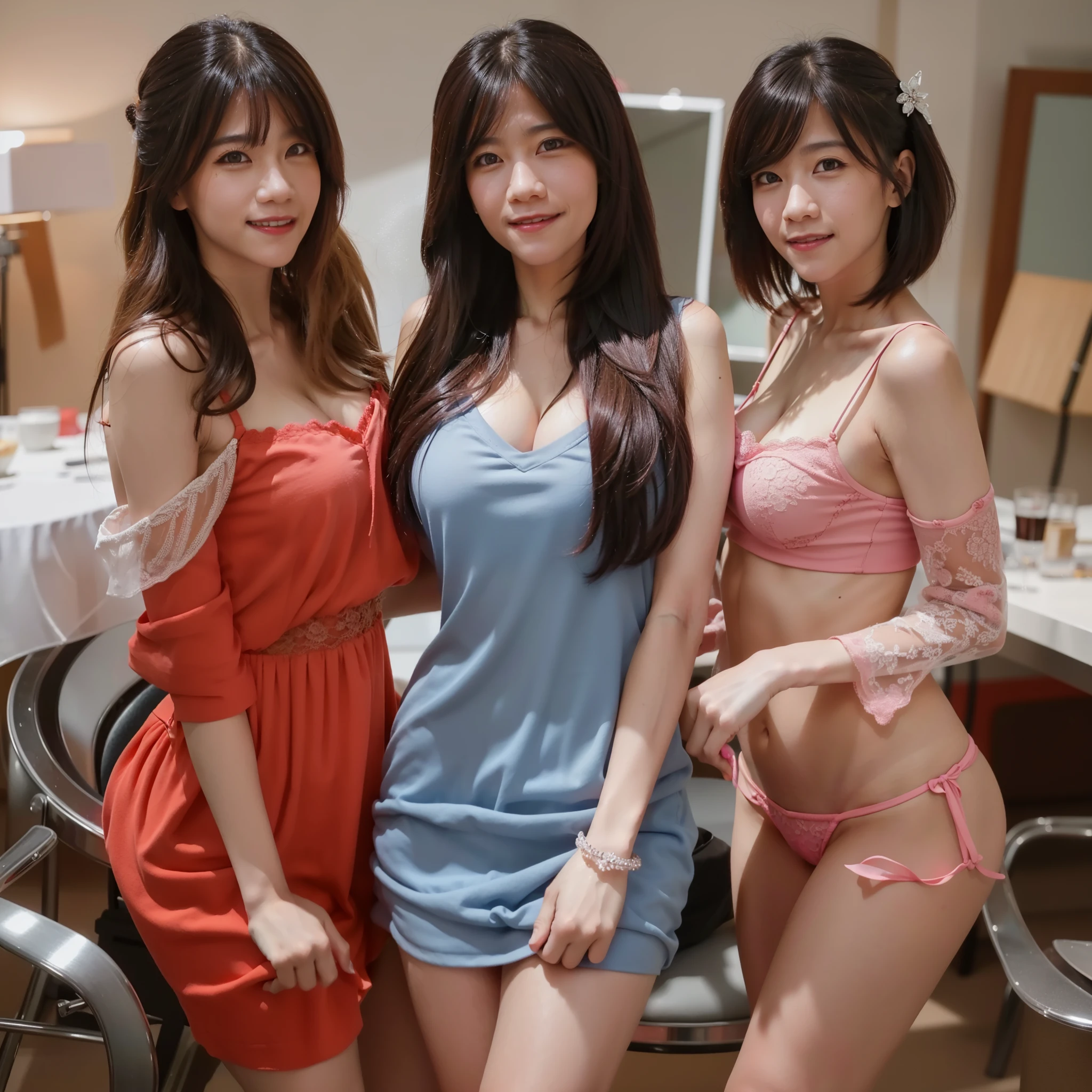 a beautiful woman in smile, a pink transparent lingerie, open chest, cleavage, little smile, (best quality,4k,8k,highres,masterpiece:1.2),ultra-detailed,(realistic,photorealistic,photo-realistic:1.37),HDR,UHD,studio lighting,ultra-fine painting,sharp focus,physically-based rendering,extreme detail description,professional,vivid colors,bokeh,portrait,fashion photography,cinematic lighting,glowing skin,intricate details,elegant,sensual,alluring