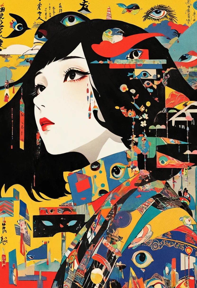 Woman Holding a Cigarette, Japan City, 60s, Pop Art