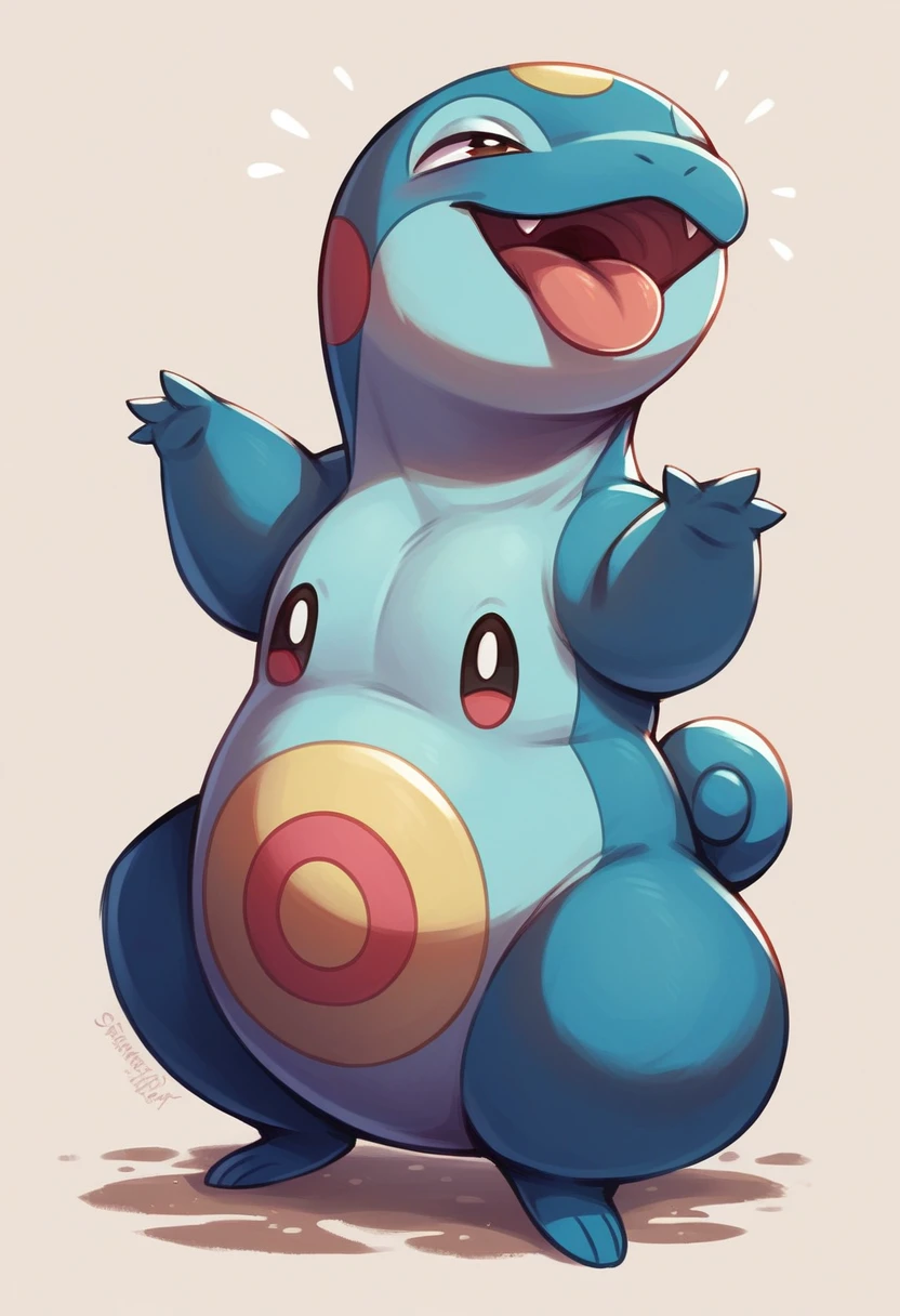 Pokémon, lickitung , cool pose, fullbody,  pose,sightly chubby, feral, pink, large tounge,  Pokémon style, Pokémon tcg art style, cool pose