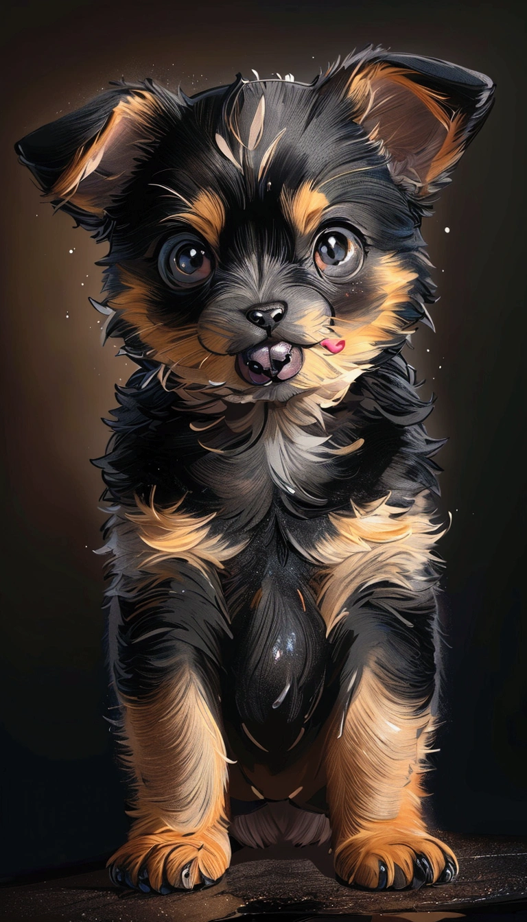 arafed puppy sitting on a black surface looking at the camera, puppy, cute dog, ultra realistic picture, high quality portrait, hyperrealistic picture, cute portrait, highly realistic photo, an ultra realistic photo, ultra - realistic and detailed, portrait shot, very hyperrealistic, hyperrealistic image, cute and cuddly, beautiful portrait, photorealistic picture, ultra realistic photo