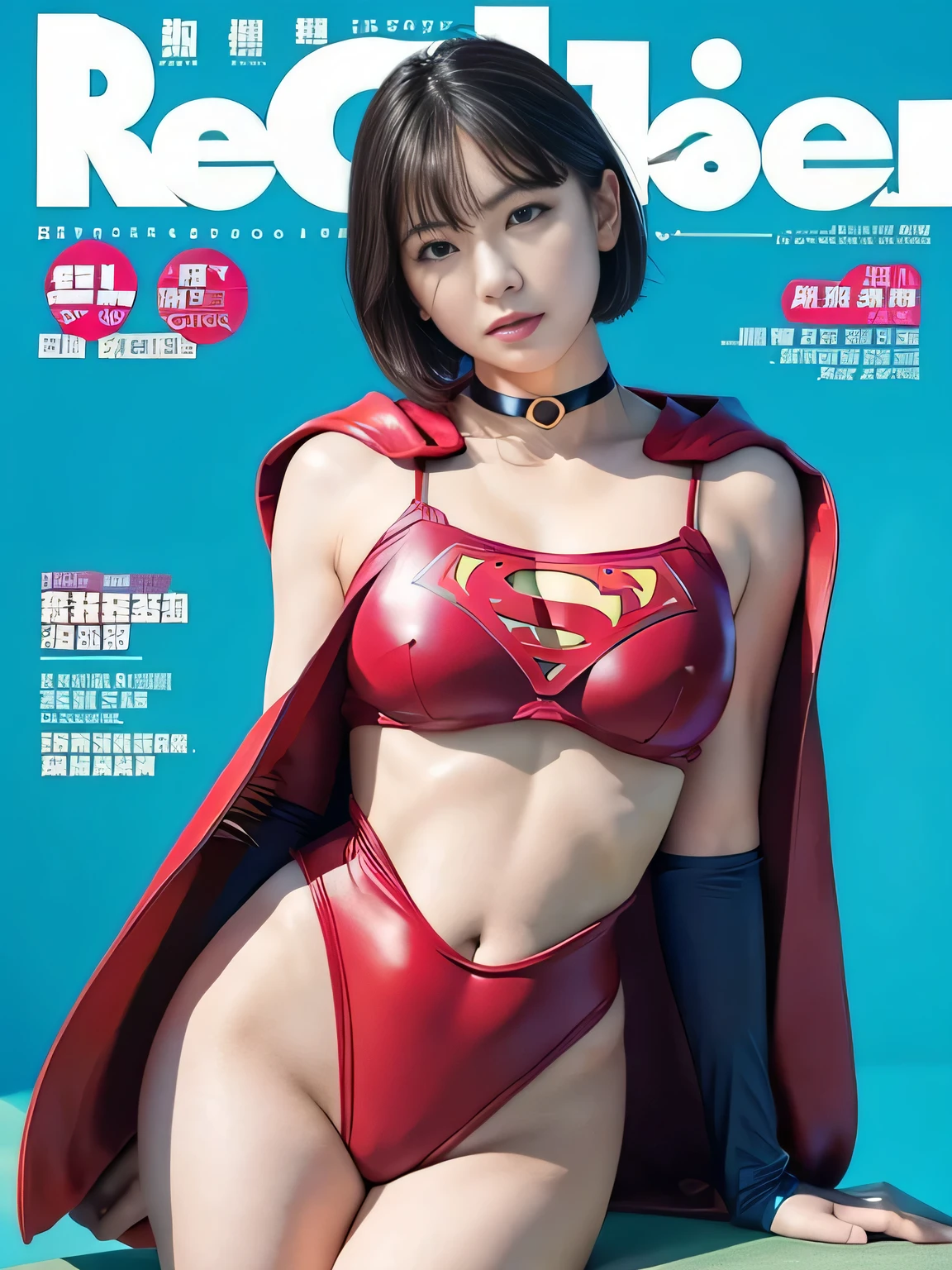 masterpiece、Rubber Supergirl Costume、Short Hair、Hospital operating table、Crisis situation、Big and ample breasts、looking at the camera、Shiny、Off the shoulder、choker、Long sleeve、exy poses to seduce、Sweaty skin、Model Body Type、Alluring、charm、Enchanting、Abused、test subject、victim、Wild、Photorealistic、latex、Expose your belly、athlete、High leg leotard、Photo magazine cover、Red cloak、Beautiful thighs、wallpaper for pc、