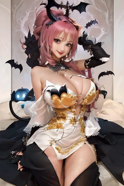 Cartoon of a woman with a bat on her chest, beautiful Succubus, anime monster Girl, Succubus, Devil Anime Girl, Succubus in tight short dress, 1 blue ) and huge bat ears, Devil Girl, monster Girl, Enchanting anime girl, The villain has black angel wings, Monster Girl, Frivolous anime witch casting a spell, 