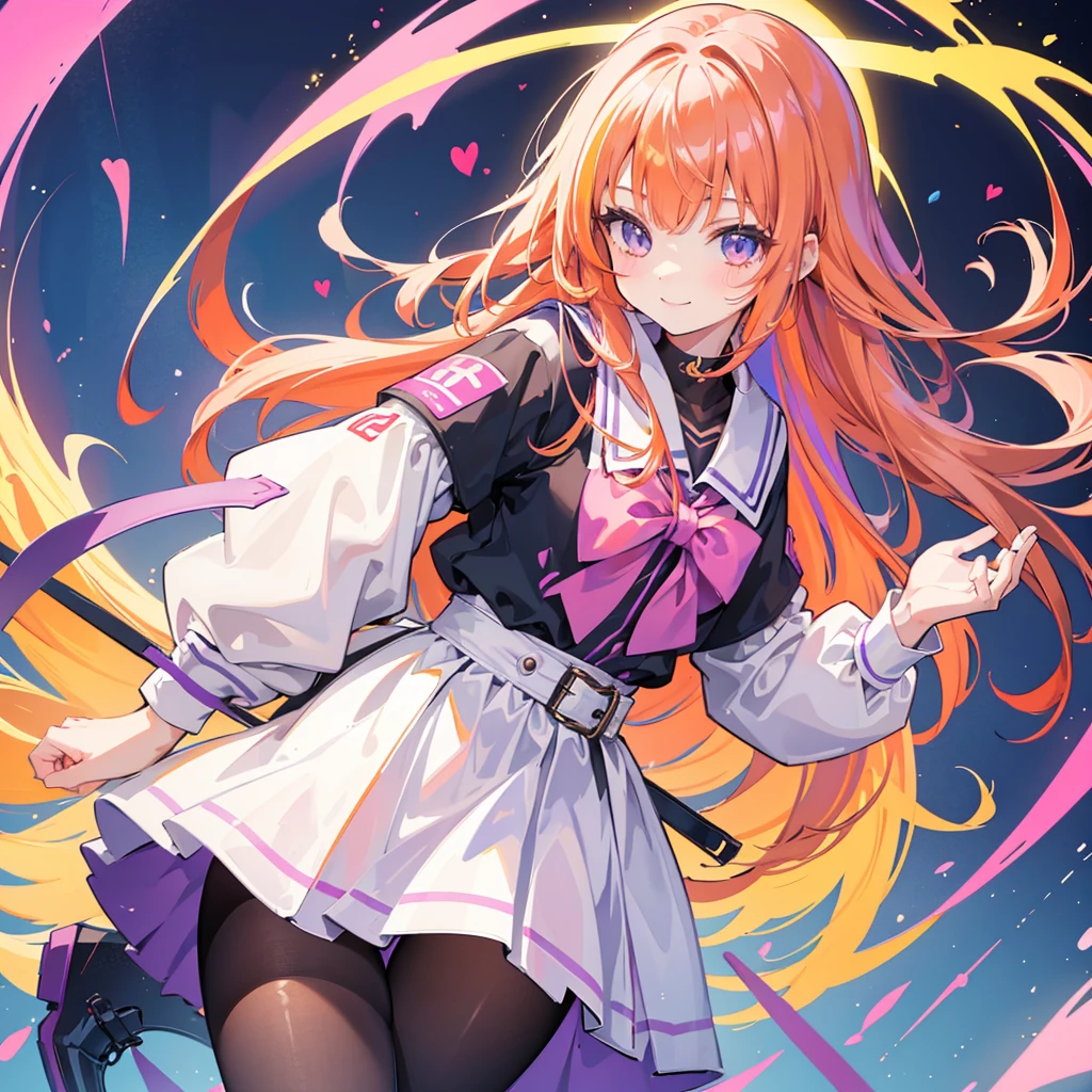 Best Quality，Young Girl， girl，，Clothing of the future，Young，Light novel，Elementary school girl，Beautiful girls，Fashion Coordination，８K，Perfectly portrayed，Purple and orange hair，Multicolored Hair，smile，High quality，Colorful，new，Absurd，colorful，masterpiece，Long Hair，Sparkling，Horny girl，Naughty Girls，Angel，Future Fashion，Perfect Face，strongest，mini skirt，tights，stylish，