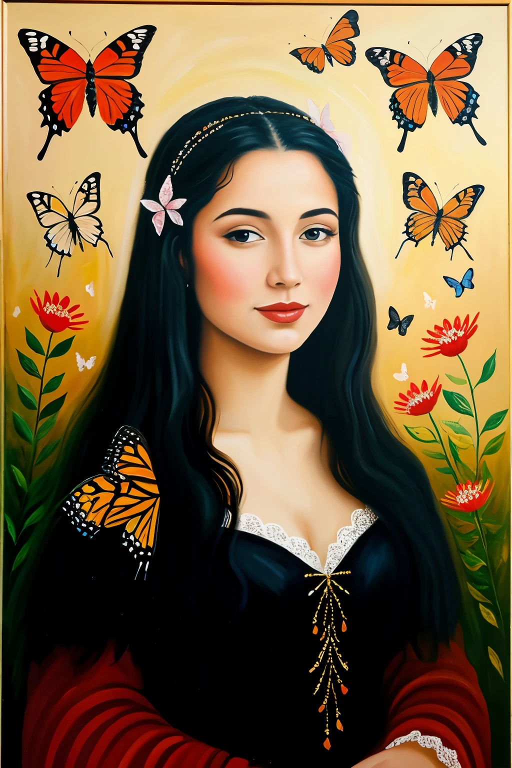 ((Best Quality) a painting with the name Tamara with butterflies 