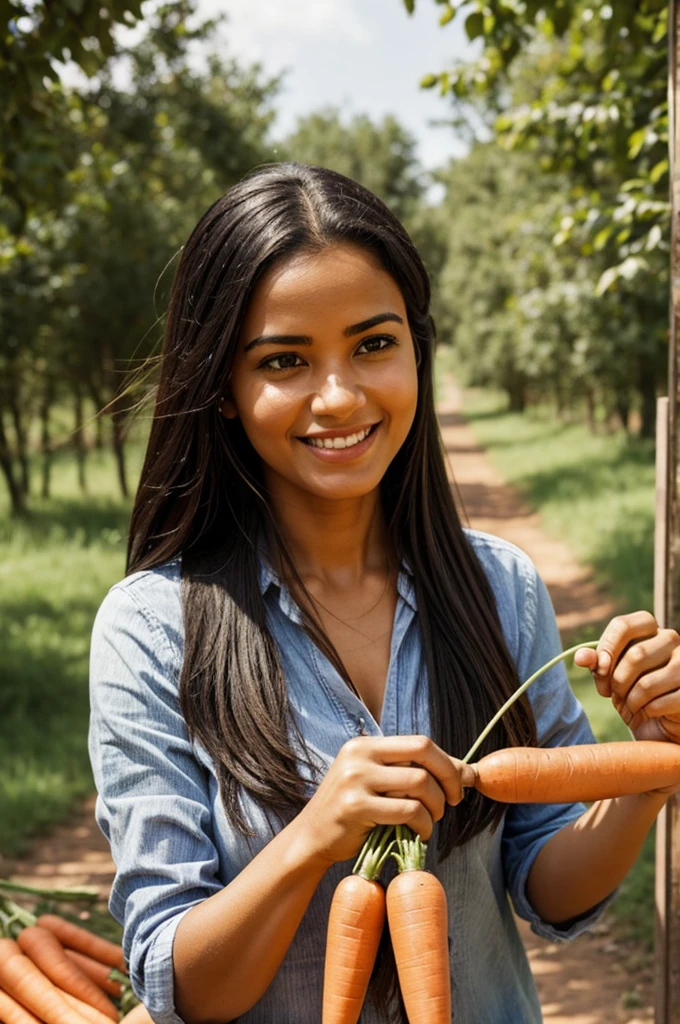Woman putting a carrot