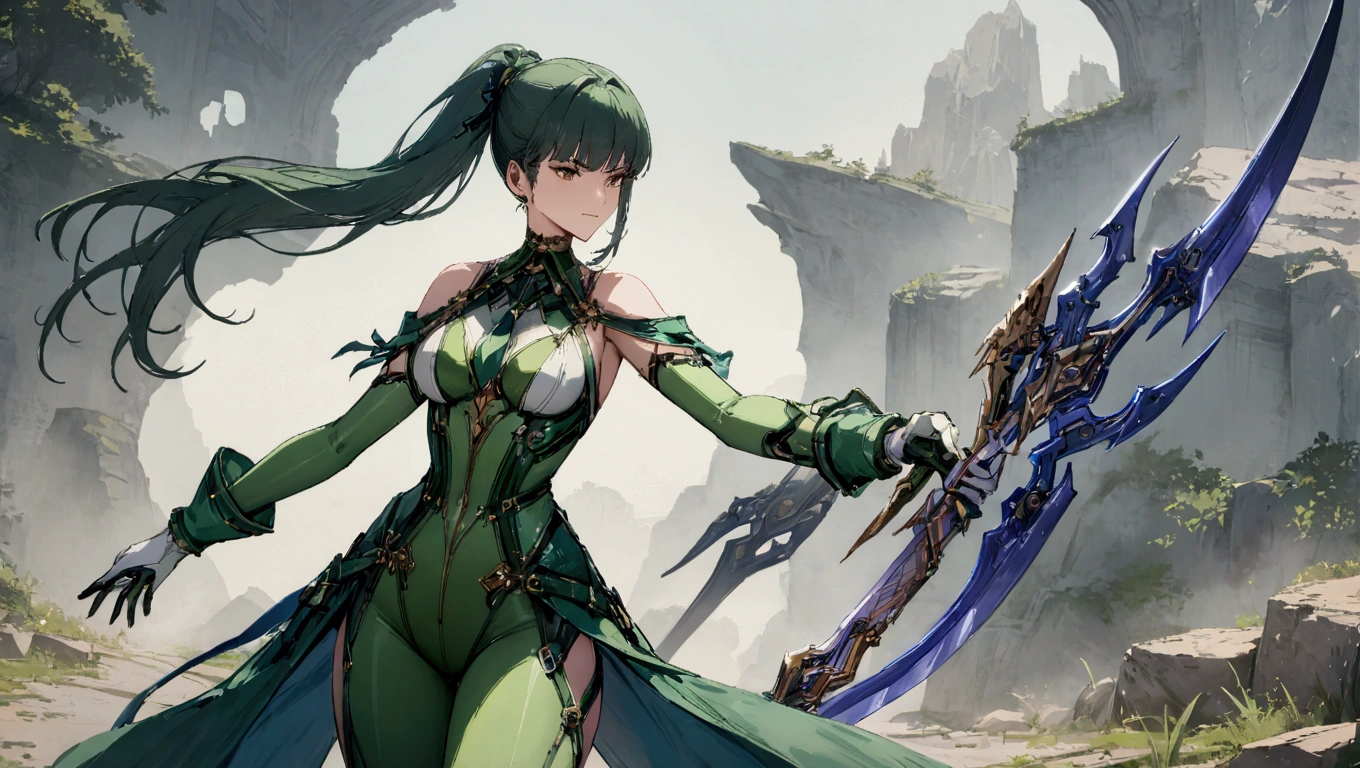 best qualityer, work of art, 8K, eve, stellar blade, kinematics, green clothing, badass, sexly