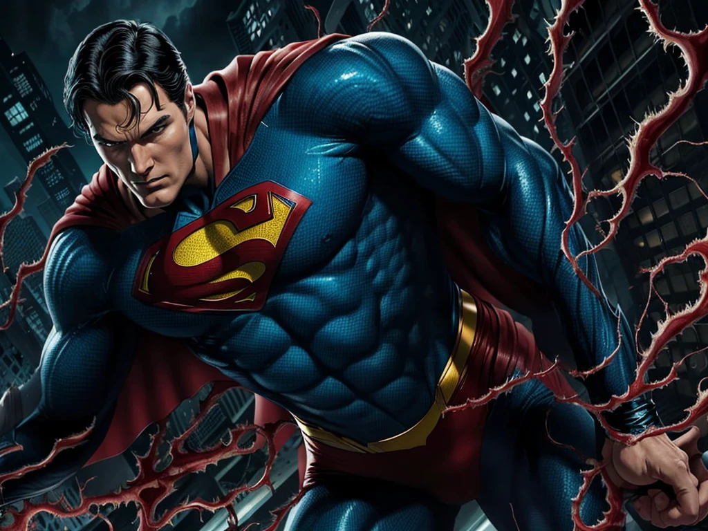 an amalgamation of Superman and The Symbiote Carnage