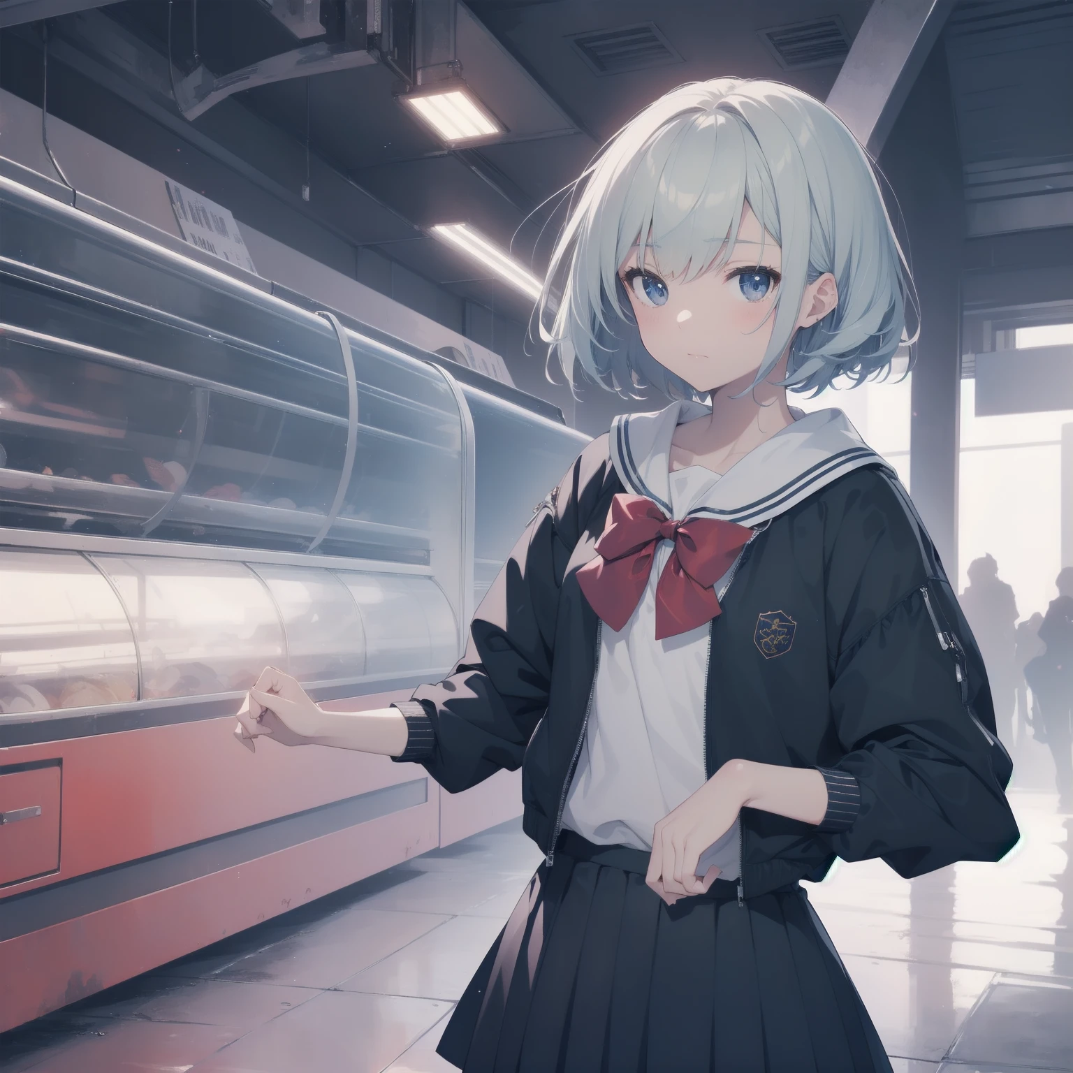 ultra-absurdres-Top quality by artist God, ultra-detailed, high resolution, anime moe artstyle, best anime 8k konachan wallpaper, pixiv contest winner, pool:2810, perfect anatomy,break, 1girl, (Please draw a girl walking sleepily to school alone. )break,(Solo,little female, -yeld:1.Full limbs, complete fingers,a junior hihort hair), short cut, flat chest, , small butt, small black eyes, beautiful detailed eyes, well-proportioned iris and pupils, expressive eyes, highres detailed hair, soft expression, salor school_uniform, sailor collar, serahuku, bow, pleated skirt,(Detailed Lighting), (Detailed background), in the School commute route. break,super detailed skin, Best cinematic lighting powered by famous artist, 8k,beauty illustration,photoshop_(medium),very aesthetic,break,((artist:beni_shake )), artist:clamp ,artist:carnelian ,artist:kantoku ,