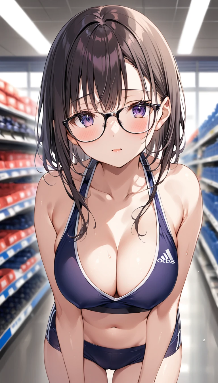 Cropped Jersey、hot pants、Glasses、Cleavage、sports warehouse、、School、Small face、Nsfw