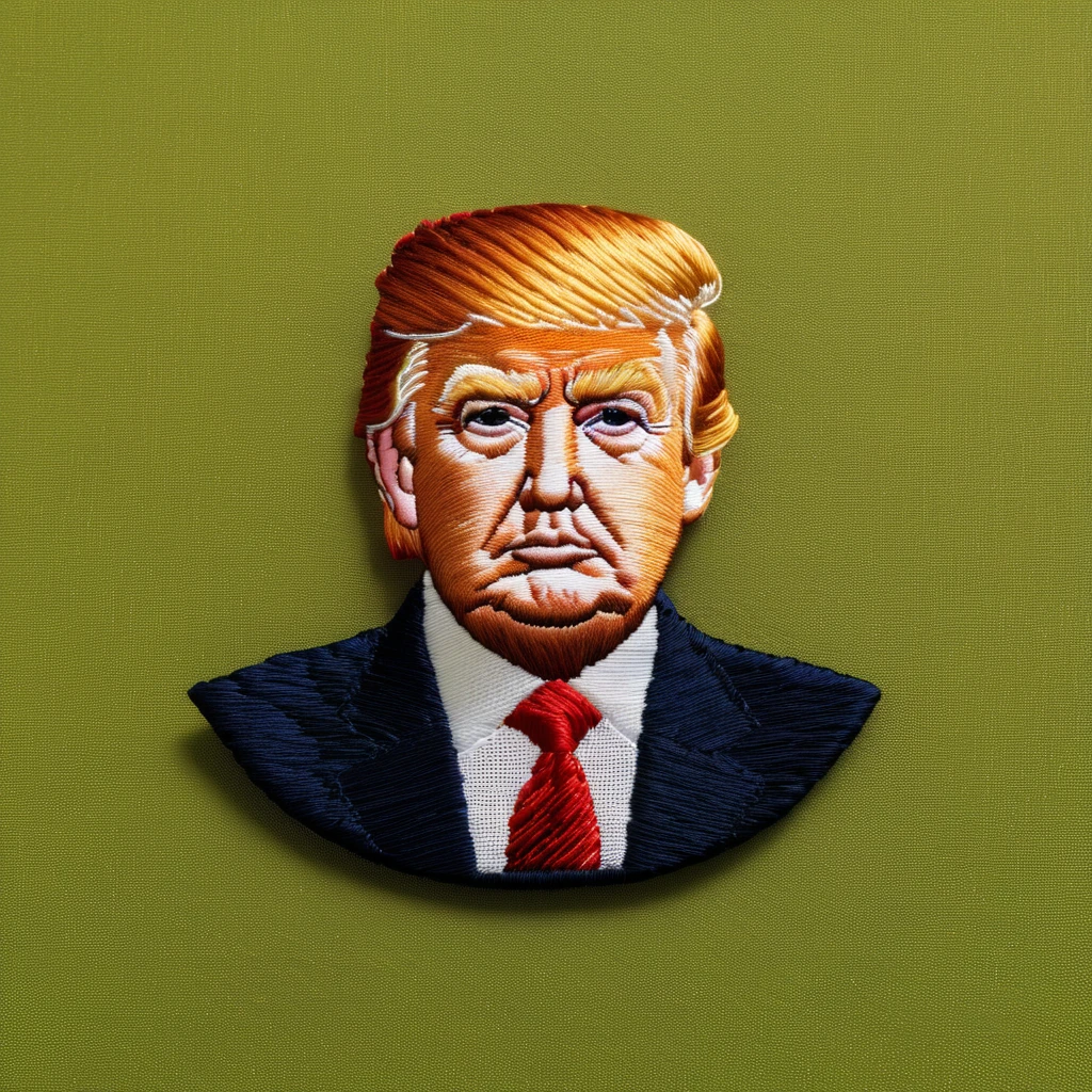 a photo of embroidery - 8k, Very simple, Donald Trump