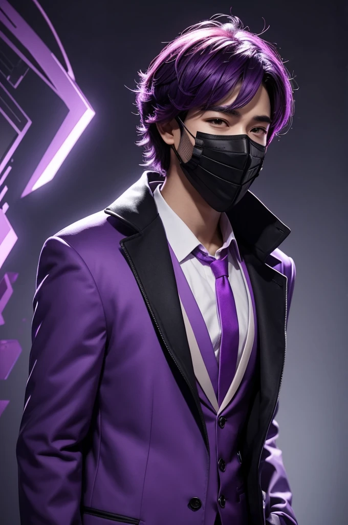 A male character wearing a mask and purple clothing