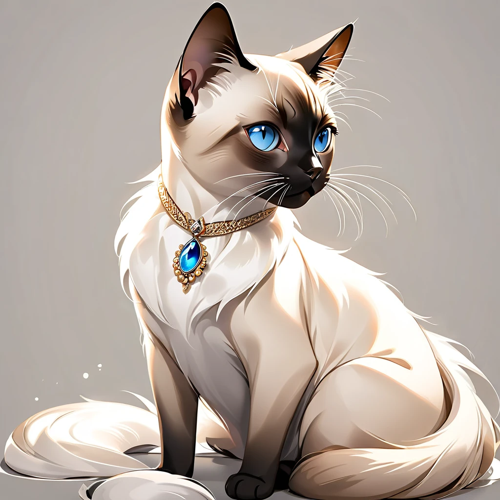 Siamese cat, elegant appearance, graceful pose, beautiful fur, cute, beautiful portrait