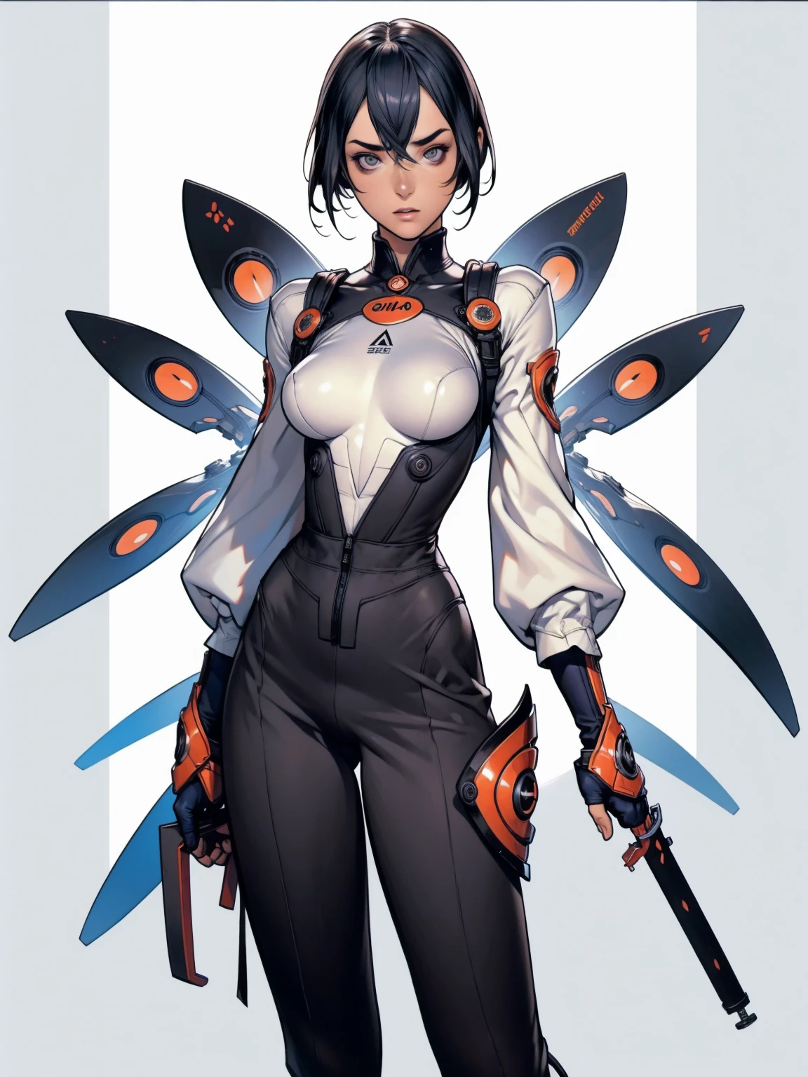 (((Annie Lennox))), ((( transparent dark grey blue suit ))), (((bandaged arms))), ((high collar)), (((Ryuko Matoi))), (((micro skirt with vertical seams))), (((best qualityer: 1.4))), (Unbeatable masterpiece), (hiper HD),(CG 8k hyper-realistic), (((brave face))), (((breasts big))), (((hyper feminine))), sexly girl, Thor,(black bob hair)), ((( sculptural body ))), (((1 Kizi))), Kizi cibernética de 25 anos com perfectbody,,Beautiful and well-groomed face,muscular body:1.2,solid color detailed jacket, (Head to thigh photos), Complex equipment, green dark,long pants,Tight clothes are dark,With white stars and off-white stripes,,,,,Armor Metal Electronic Parts) INFO, Kizi, (((standing alone))), pirralha violent, (((14歳))), sexly, pose de atitude, work of art, post-apocalypse, (((manga style))), bounty hunter, violent, Manic, the way you want, slenderbody, thin but strong, perfectbody, roupa moderna, advanced technology, neon, sleeves with vertical striped pattern, neutral background, (( cowboy shot )). intricate visual