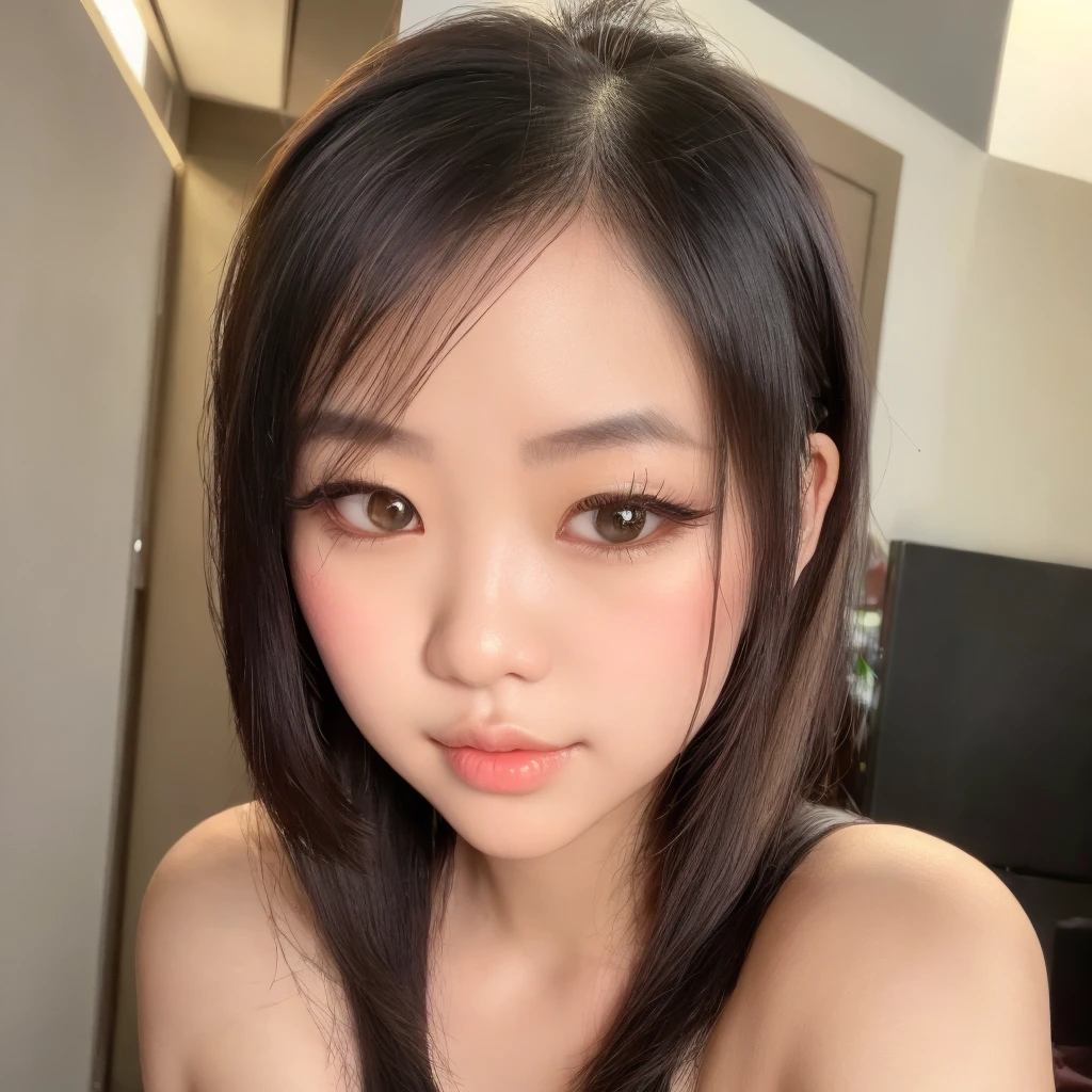 vietnamese girl ,slut, 1girl,wearing jewelry,blonde hair, light blonde hair,face closeup,abg, makeup