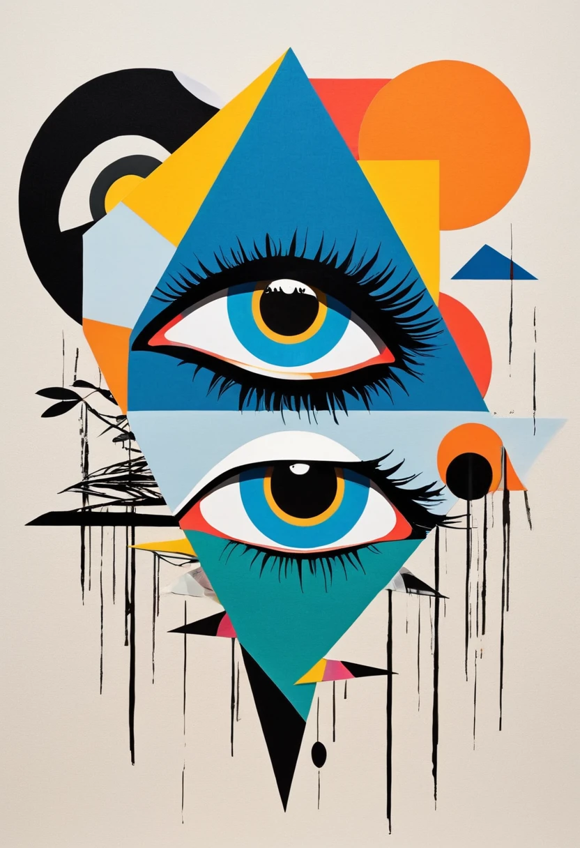 Ink,Eye,Deconstruction,Eye上的建筑,Minimalism,geometry,Sense of space,graphic design,Vector,poster design