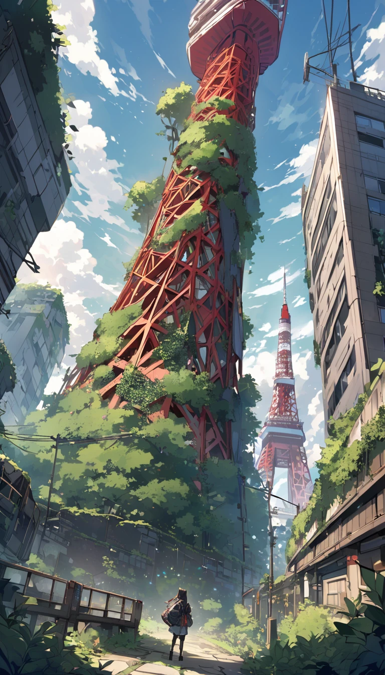 Tokyo Tower 1000 years after the extinction of humanity、Overgrown with greenery