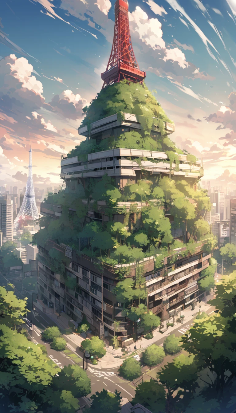 Tokyo Tower 1000 years after the extinction of humanity、Overgrown with greenery